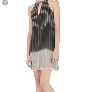 Parker ombré beaded halter keyhole dress